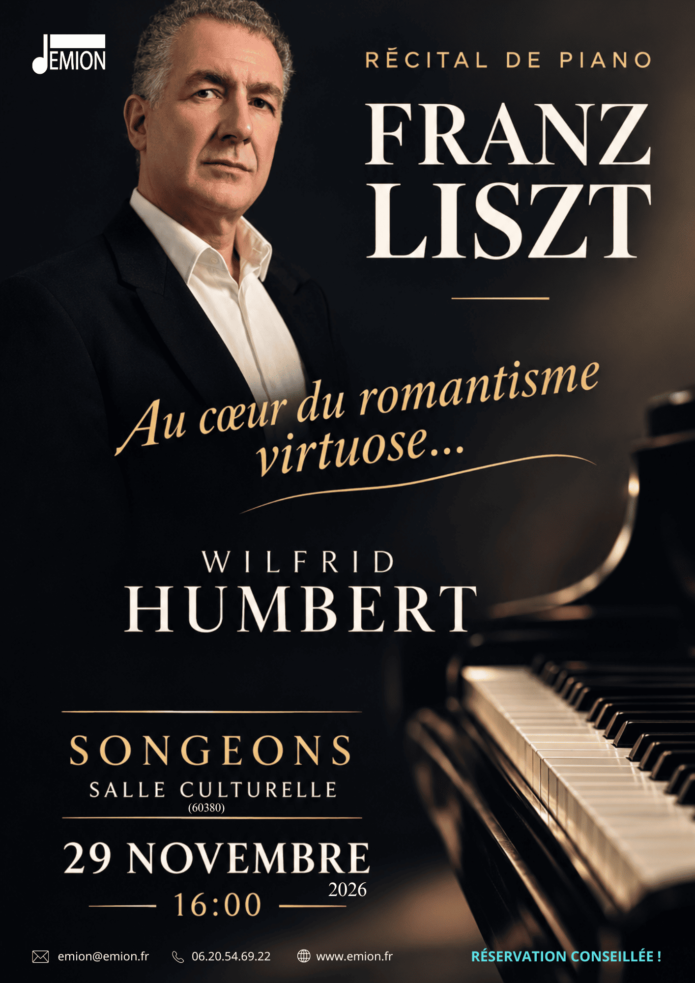 Recital de piano Franz Liszt par Wilfrid Humbert professeur de piano à l'EMION